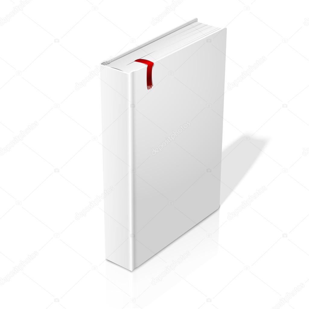 hardcover book with red bookmark.