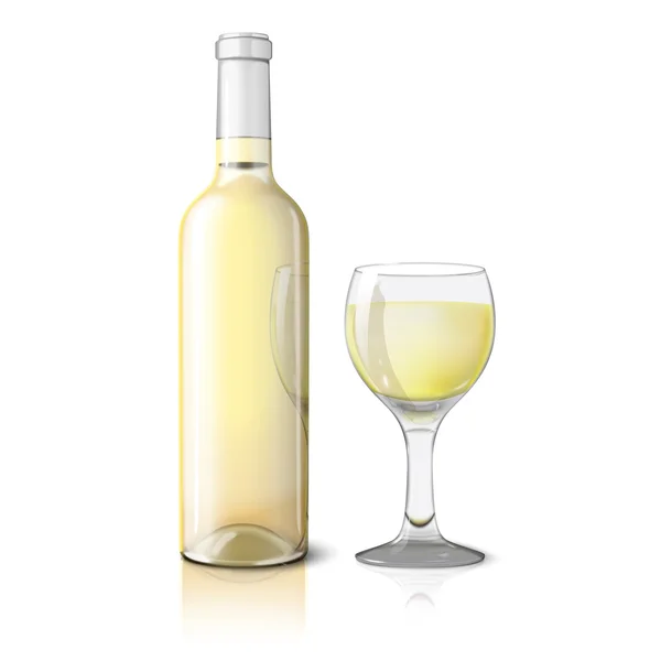 Bottle for wine with glass — Stock Vector