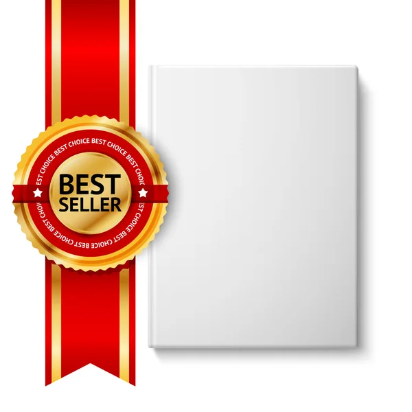 Libro copertina rigida con etichetta best seller — Vettoriale Stock