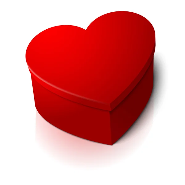 Parlak kırmızı kalp şekli kutu — Stok Vektör