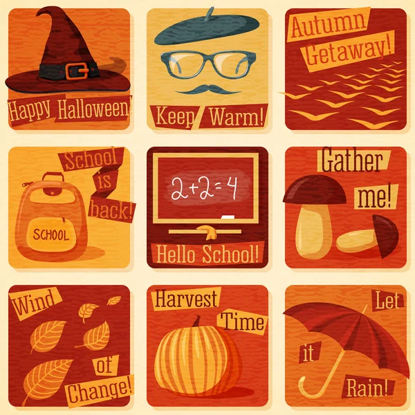 Retro stylized autumn illustrations — Stock Vector