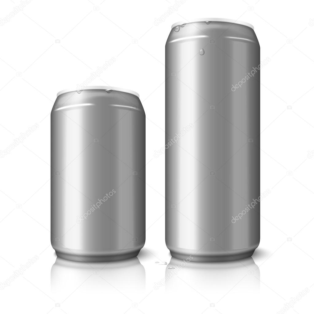 Two blank aluminum beer cans