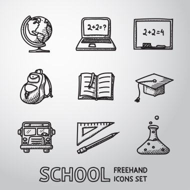 School, education freehand icons set. clipart