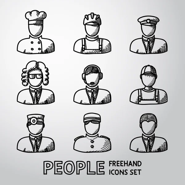 Set of hand drawn people faces — Stock Vector