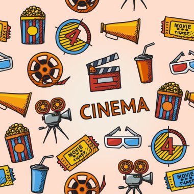 Seamless cinema handdrawn pattern.
