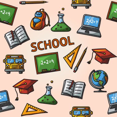 Seamless school handdrawn pattern.