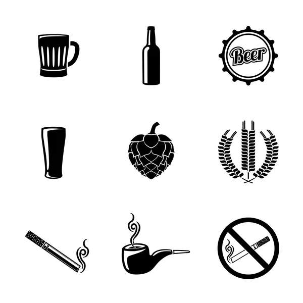 Pub and beer icons set — Stok Vektör
