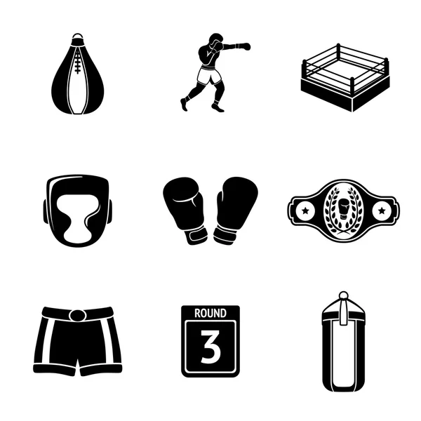 Conjunto de iconos de boxeo — Vector de stock