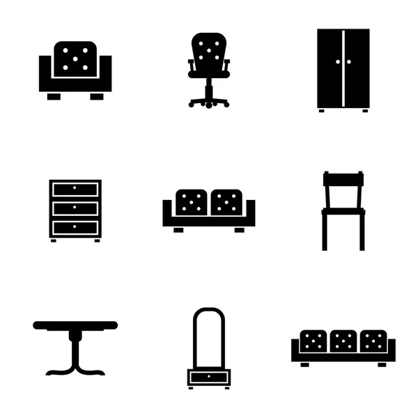 Ensemble d'icônes de meubles — Image vectorielle
