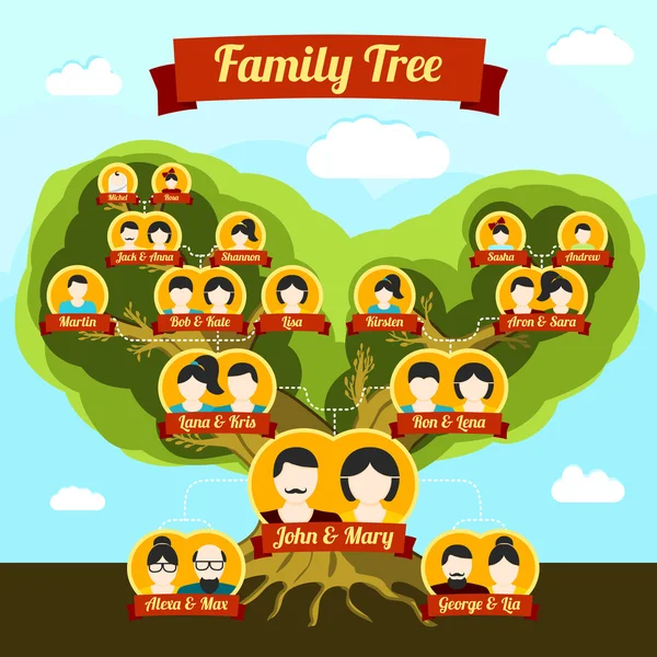 Family tree with places for your pictures — ストックベクタ