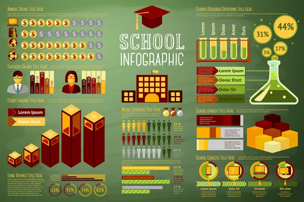 Set of School Infographic elements — Stok Vektör