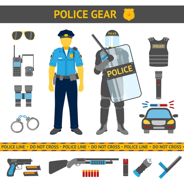 Conjunto de ícones da polícia — Vetor de Stock