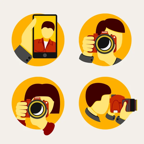 Modern style photographer icons. — 스톡 벡터