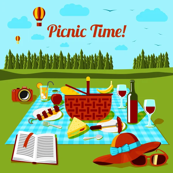 Picnic time poster — Stock Vector