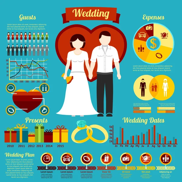 Sada svatební infografika — Stockový vektor