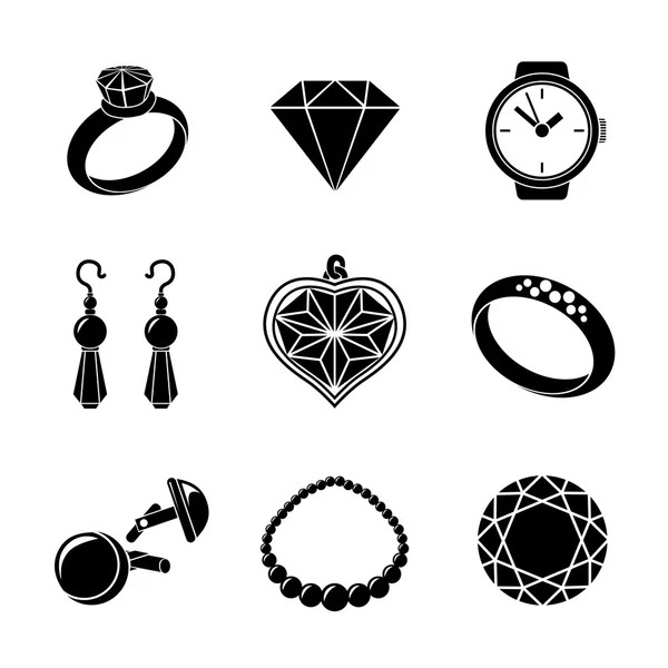 Jewelry monochrome icons Stock Vektory