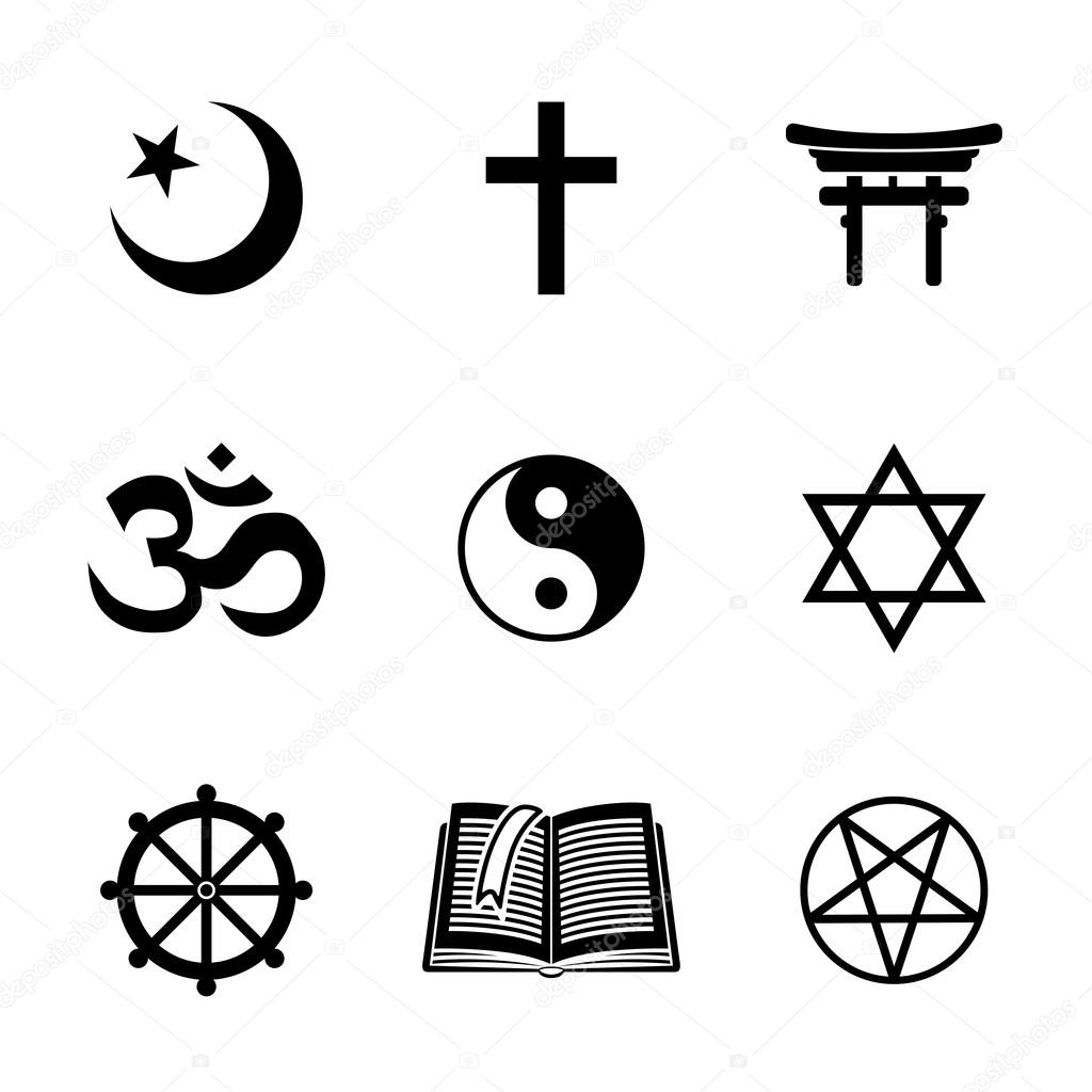 World religion symbols set