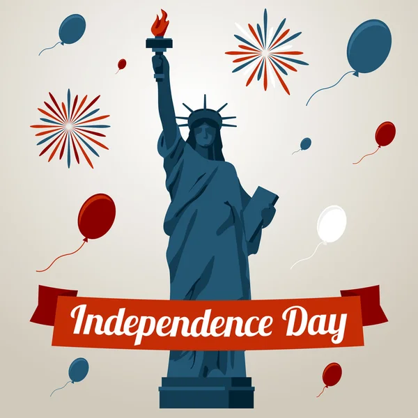 Independence day card concept with liberty statue. Vector — Stock Vector