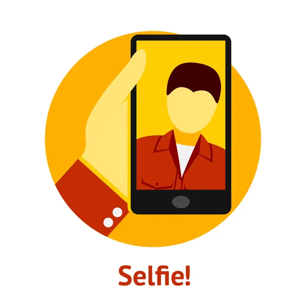 Kézi telefon, így selfie. Vektor — Stock Vector