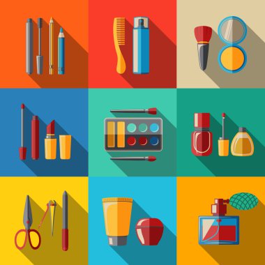 Set of flat makeup icons