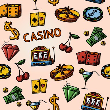 Seamless casino handdrawn pattern