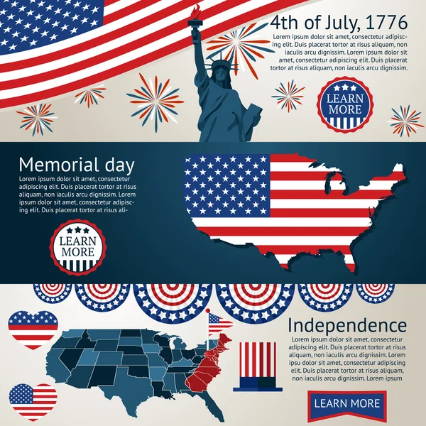 Set - 4th of July banners. — Wektor stockowy