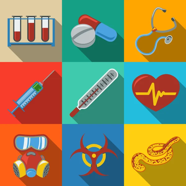 Medicine and health care colorful flat icons — Stock vektor