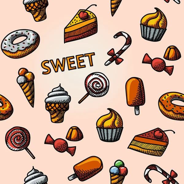 Seamless  pattern with sweets — Stock Vector