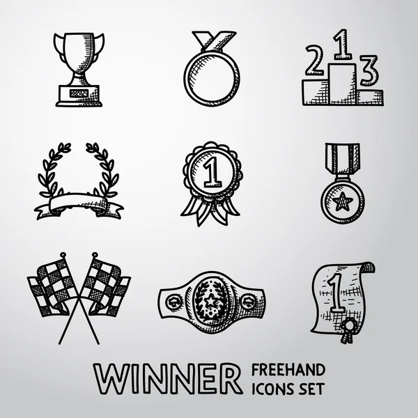 Set of winners handdrawn icons — Stockvector