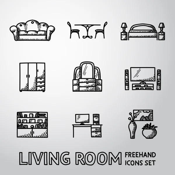 Set of Living Room freehand icons Royalty Free Stock Vektory