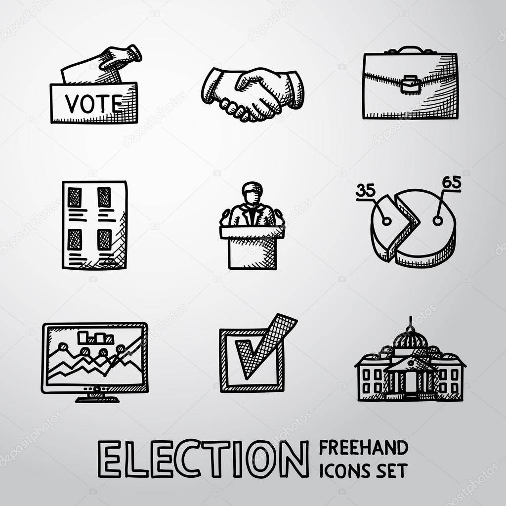 Set of handdrawn ELECTION icons