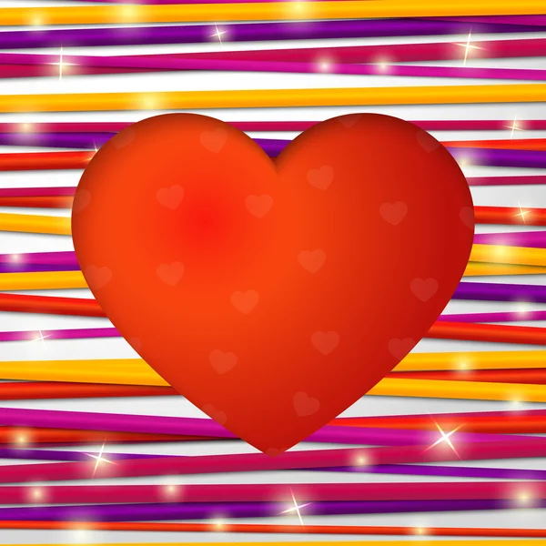 Cartão de saudação feito de pacote de laços brilhantes com coração vermelho cortado através do papel. Para o Dia dos Namorados Feliz . — Vetor de Stock