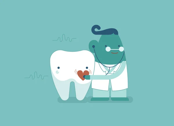 Οδοντίατρος ελέγχει επάνω δόντι, οδοντιατρική έννοια — Διανυσματικό Αρχείο