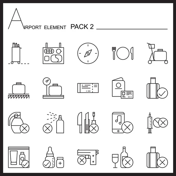 2. prvek řádku ikona sada letiště Mono pack. Grafické vektorové logo se — Stockový vektor