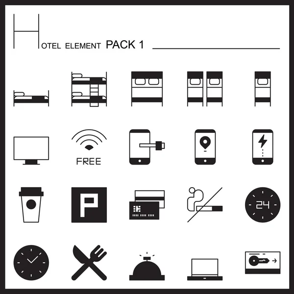 Conjunto de ícones de gráfico de elemento de hotel 1.Mono pack.Graphic vetor logo set —  Vetores de Stock