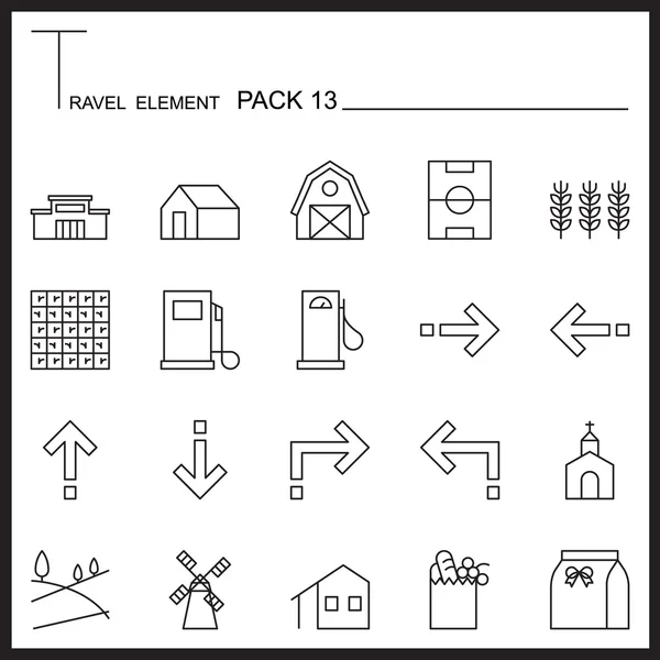 Cestovní sada ikon prvků Line 13. země tenké ikony. Mono pack. GRA — Stockový vektor