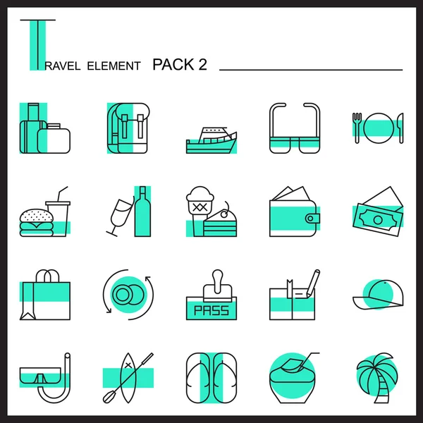 Conjunto de ícones de linha de elemento de viagem 6.Camping thin icons.Color pack . —  Vetores de Stock