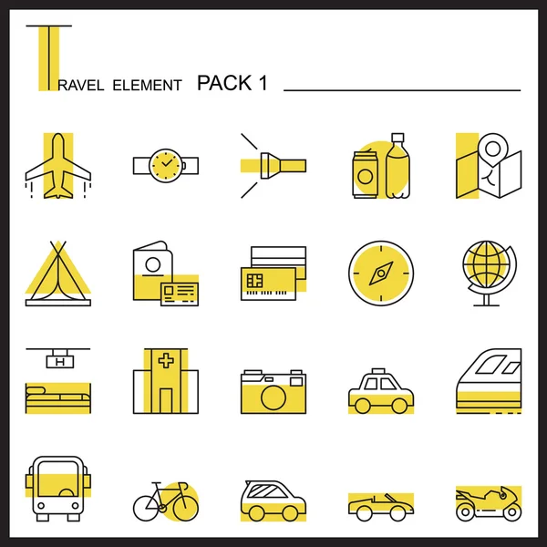 Conjunto de ícones de linha de elemento de viagem 6.Camping thin icons.Color pack . —  Vetores de Stock