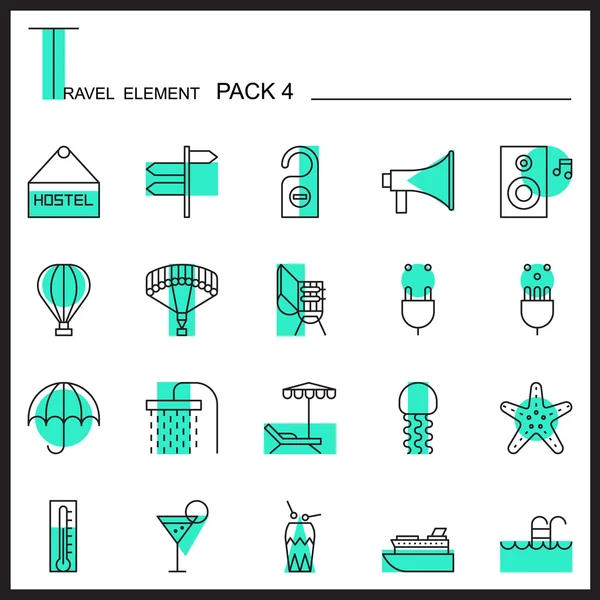 Conjunto de ícones de linha de elemento de viagem 6.Camping thin icons.Color pack . —  Vetores de Stock