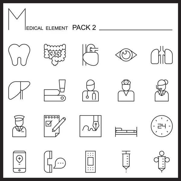 Medical line ikony. Mono osnovy ikony pack 2. — Stockový vektor