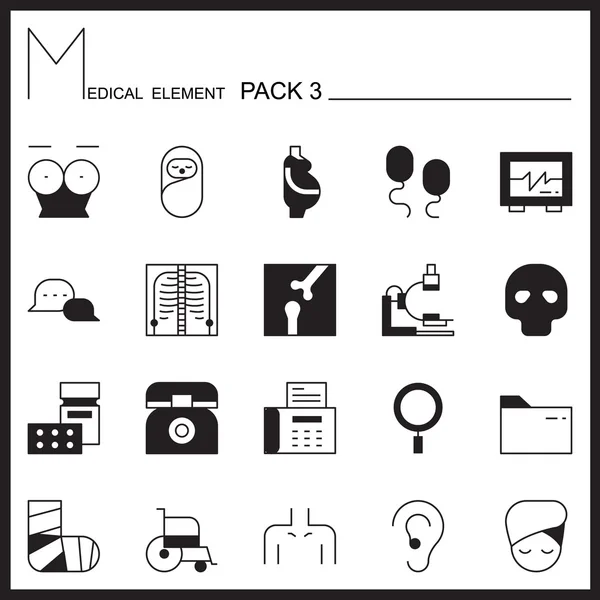 Medical line ikony. Mono osnovy ikony pack 3. piktogram soubor — Stockový vektor