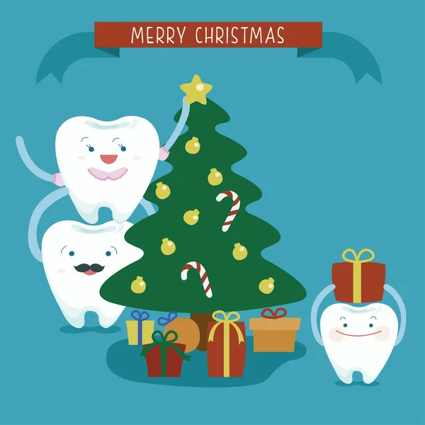 Merry Christmas familie tandheelkundige — Stockvector