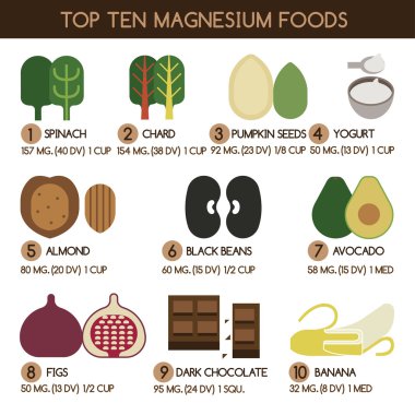 Top ten magnesium foods vector clipart