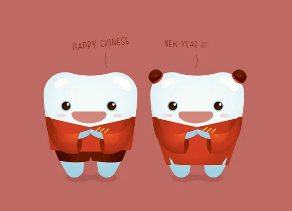 Feliz Ano Novo Chinês de dental —  Vetores de Stock