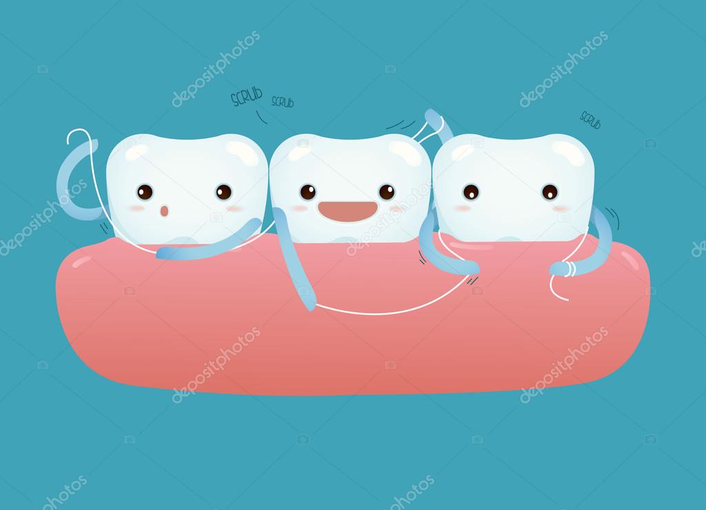 floss teeth cartoon