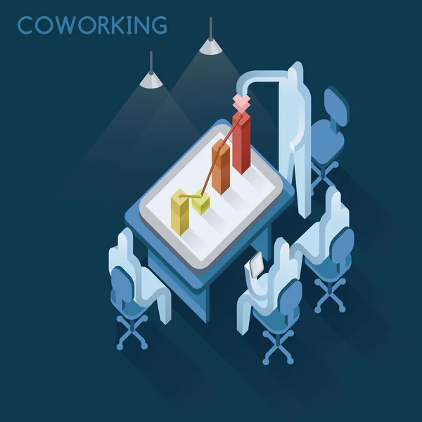 Coworking business e benefício do gráfico — Vetor de Stock