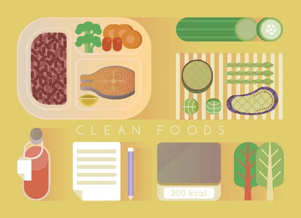 Clean foods design vector yellow set — 스톡 벡터