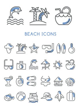Beach Icons set vector design