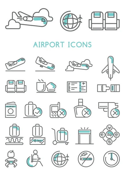 Airport Icons set vector design — 스톡 벡터