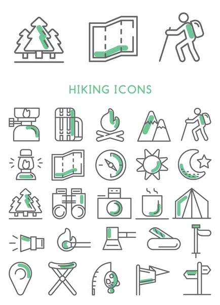Hiking icons set vector — Stock Vector